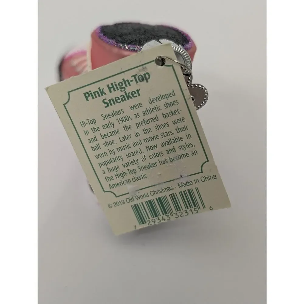 Old World Christmas Pink High-Top Sneaker Glass Ornament Retro 2019